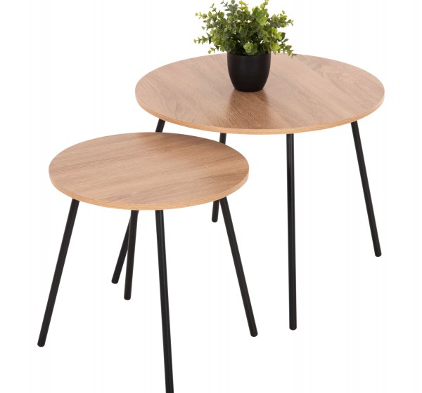 ΤΡΑΠΕΖΙΑ ΣΑΛΟΝΙΟΥ ΣΤΡΟΓΓΥΛΑ 2ΤΜΧ CUPPER HM9878.01 ΜΕΛΑΜΙΝΗ ΣΟΝΑΜΑ-ΜΑΥΡΟ ΜΕΤΑΛΛΟ