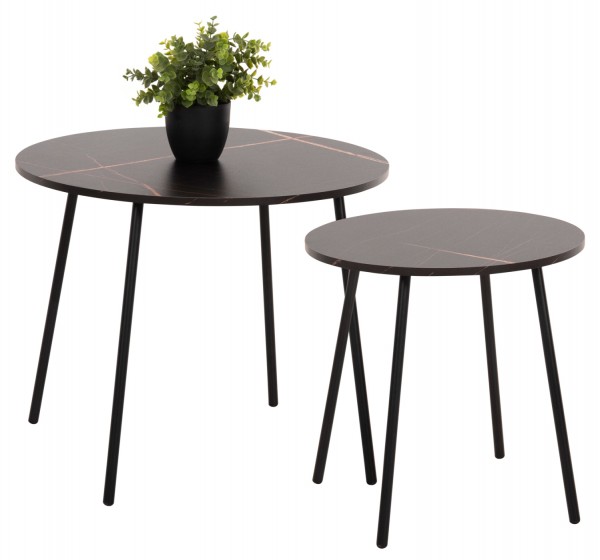 ΤΡΑΠΕΖΙΑ ΣΑΛΟΝΙΟΥ 2ΤΜΧ CUPPER HM9878.13 ΜΕΛΑΜΙΝΗ ΜΑΥΡΟ ΜΑΡΜΑΡΟ-ΜΑΥΡΟ ΜΕΤΑΛΛΟ