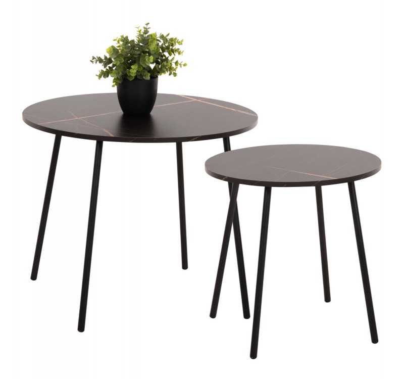 ΤΡΑΠΕΖΙΑ ΣΑΛΟΝΙΟΥ 2ΤΜΧ CUPPER HM9878.13 ΜΕΛΑΜΙΝΗ ΜΑΥΡΟ ΜΑΡΜΑΡΟ-ΜΑΥΡΟ ΜΕΤΑΛΛΟ