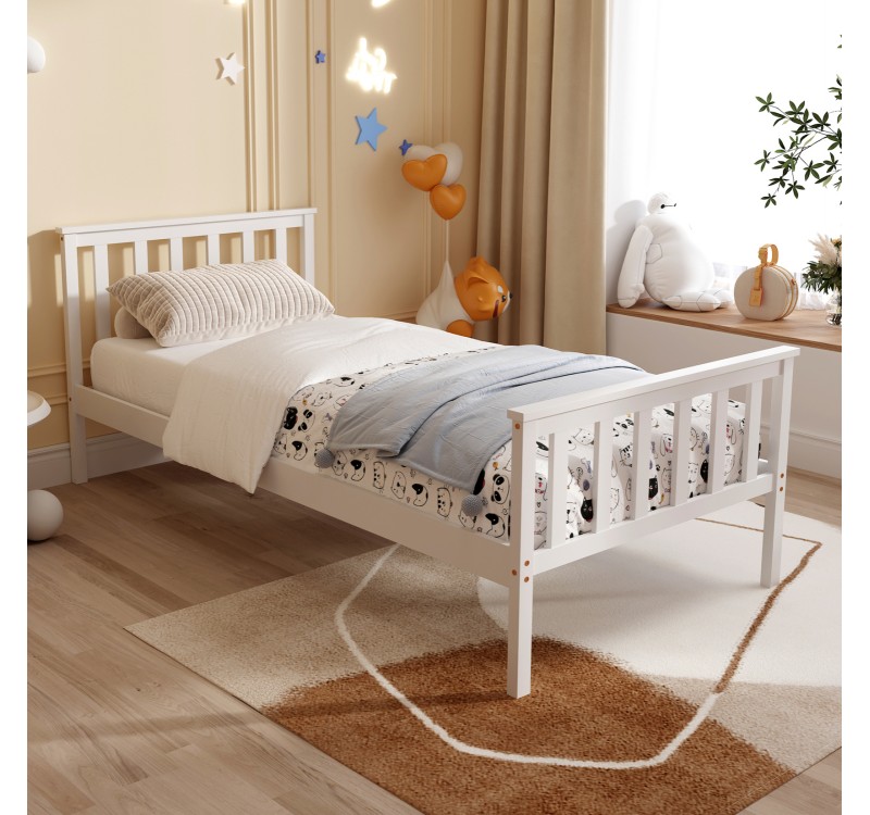 ΚΡΕΒΑΤΙ GIMLY HM675.03 ΜΑΣΙΦ ΞΥΛΟ ΠΕΥΚΟΥ ΣΕ ΛΕΥΚΟ ΓΙΑ ΣΤΡΩΜΑ 190x90εκ.