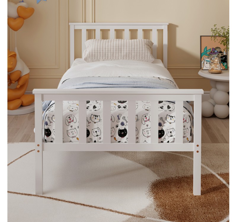 ΚΡΕΒΑΤΙ GIMLY HM675.03 ΜΑΣΙΦ ΞΥΛΟ ΠΕΥΚΟΥ ΣΕ ΛΕΥΚΟ ΓΙΑ ΣΤΡΩΜΑ 190x90εκ.