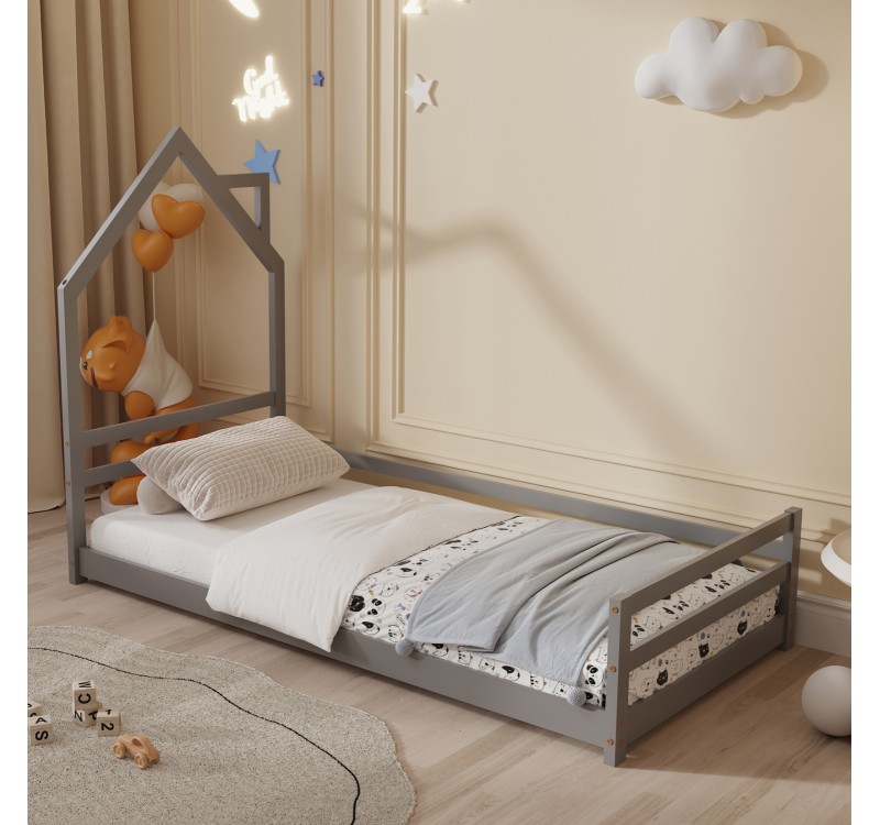 ΚΡΕΒΑΤΙ ΠΑΙΔΙΚΟ HOUSER HM676.05 τ.MONTESSORI ΞΥΛΟ ΠΕΥΚΟ ΓΚΡΙ- 190x90εκ