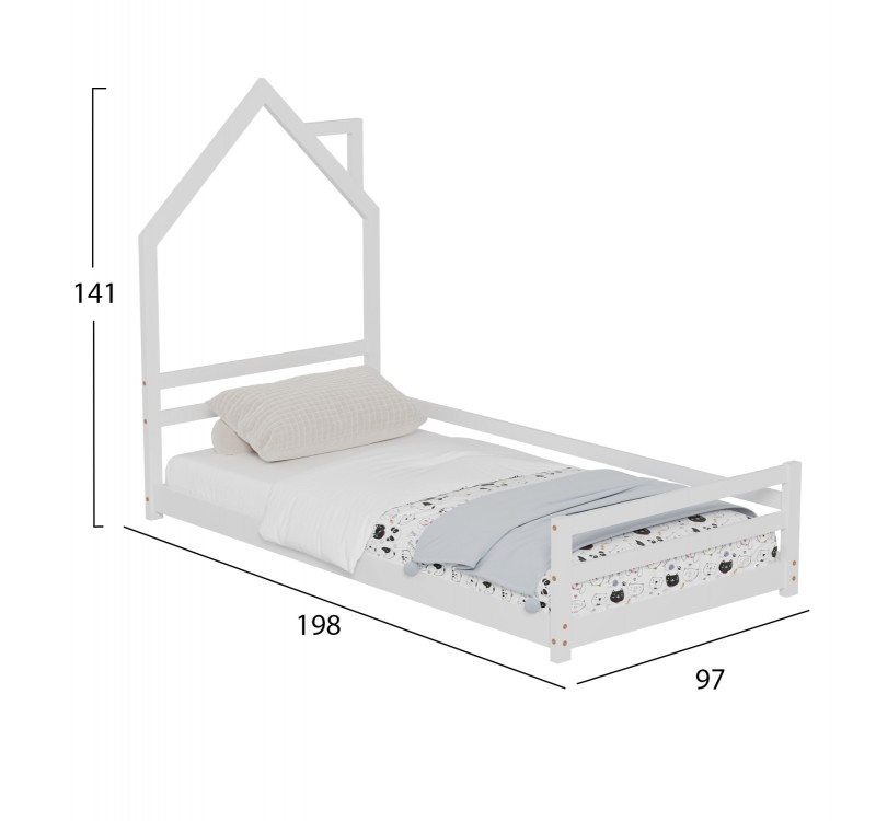 ΚΡΕΒΑΤΙ ΠΑΙΔΙΚΟ HOUSER HM676.03 τ.MONTESSORI ΞΥΛΟ ΠΕΥΚΟ ΛΕΥΚΟ- 190x90εκ