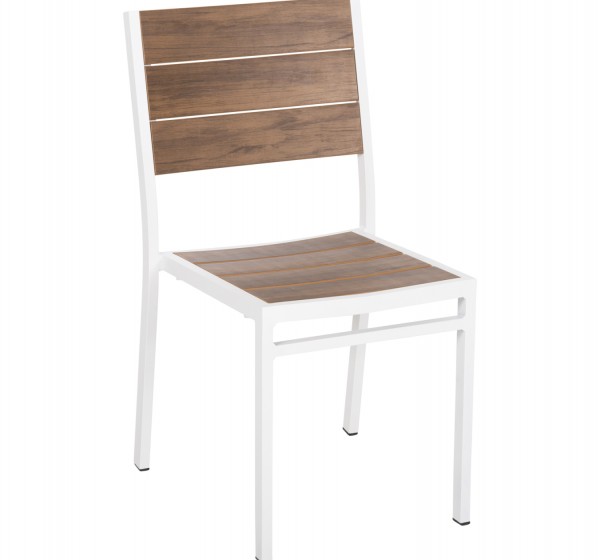 ΚΑΡΕΚΛΑ ΑΛΟΥΜΙΝΙΟΥ SAGA HM6063.01 ΛΕΥΚΗ ΜΕ POLYWOOD 46x52x86Υεκ.