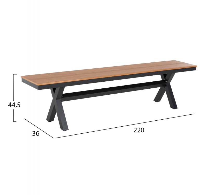 ΠΑΓΚΑΚΙ ΑΛΟΥΜΙΝΙΟΥ TAWNEE HM6040.01 ΑΝΘΡΑΚΙ-POLYWOOD ΚΑΘΙΣΜΑ ΦΥΣΙΚΟ 220x36x44,5Υεκ.