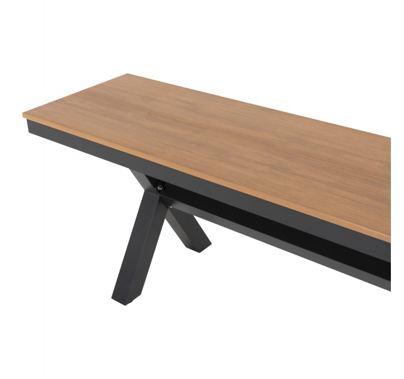 ΠΑΓΚΑΚΙ ΑΛΟΥΜΙΝΙΟΥ TAWNEE HM6040.01 ΑΝΘΡΑΚΙ-POLYWOOD ΚΑΘΙΣΜΑ ΦΥΣΙΚΟ 220x36x44,5Υεκ.
