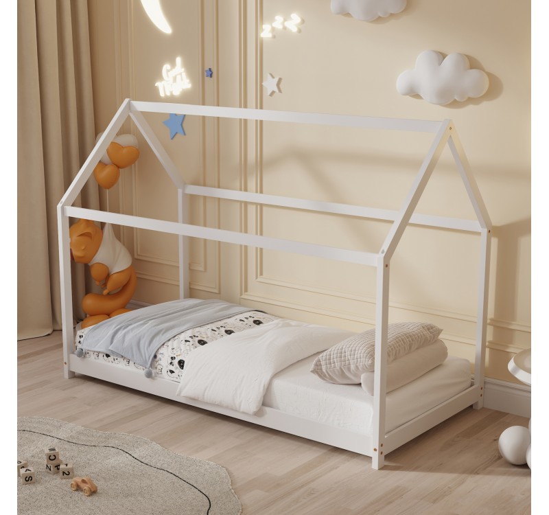 ΚΡΕΒΑΤΙ ΠΑΙΔΙΚΟ PEPE HM677.03 τ.MONTESSORI ΞΥΛΟ ΠΕΥΚΟ ΛΕΥΚΟ- 190x90εκ