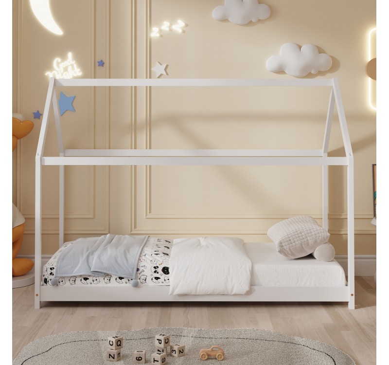 ΚΡΕΒΑΤΙ ΠΑΙΔΙΚΟ PEPE HM677.03 τ.MONTESSORI ΞΥΛΟ ΠΕΥΚΟ ΛΕΥΚΟ- 190x90εκ