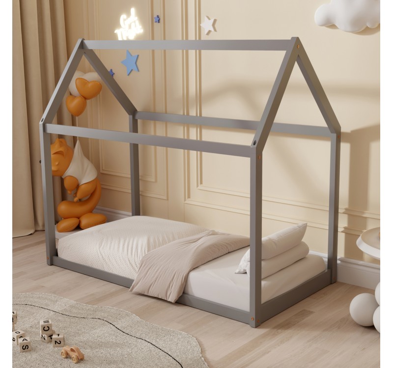 ΚΡΕΒΑΤΙ ΠΑΙΔΙΚΟ PEPE HM678.05 τ.MONTESSORI ΞΥΛΟ ΠΕΥΚΟ ΓΚΡΙ- 140x70εκ