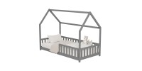 ΚΡΕΒΑΤΙ ΠΑΙΔΙΚΟ ΜΕ ΚΑΓΚΕΛΑ PHYLLIS HM679.05 τ.MONTESSORI ΞΥΛΟ ΠΕΥΚΟ ΓΚΡΙ-190x90εκ.