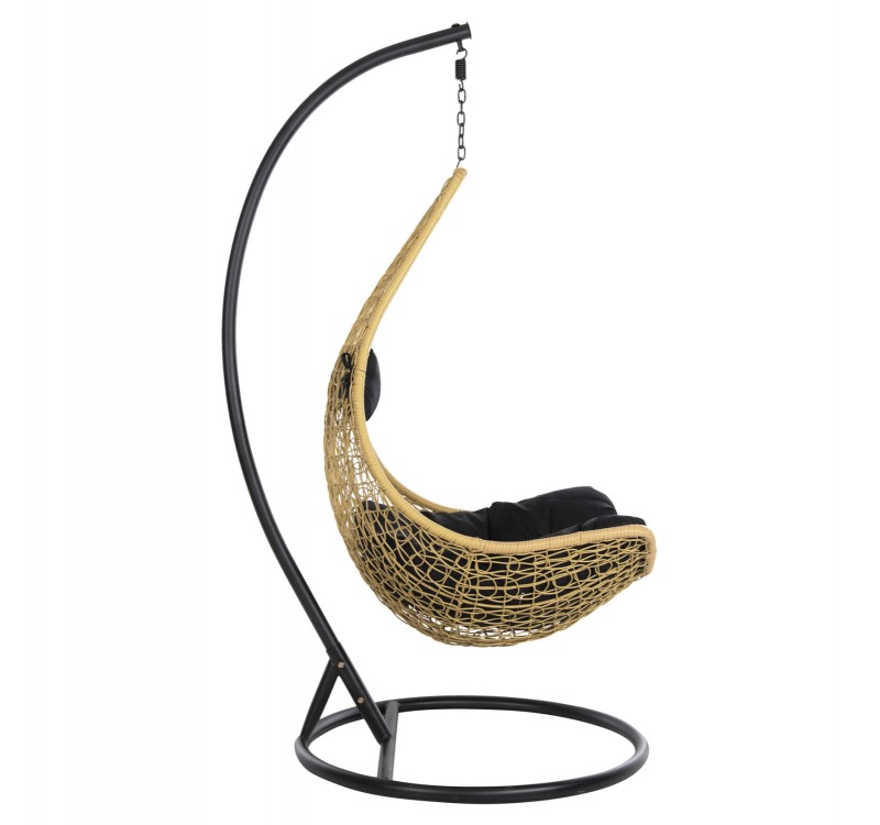 ΚΡΕΜΑΣΤΗ ΠΟΛΥΘΡΟΝΑ ΦΩΛΙΑ MILLIE HM5996.04 ΜΕΤΑΛΛΟ ΜΑΥΡΟ-ΣΥΝΘ.RATTAN ΜΠΕΖ Φ95x195Υεκ.