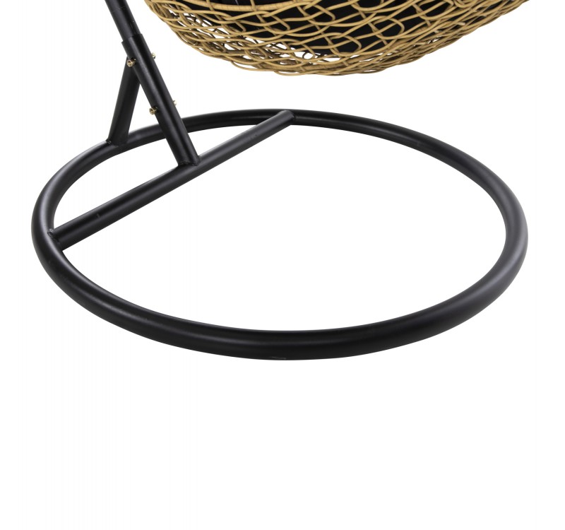 ΚΡΕΜΑΣΤΗ ΠΟΛΥΘΡΟΝΑ ΦΩΛΙΑ MILLIE HM5996.04 ΜΕΤΑΛΛΟ ΜΑΥΡΟ-ΣΥΝΘ.RATTAN ΜΠΕΖ Φ95x195Υεκ.