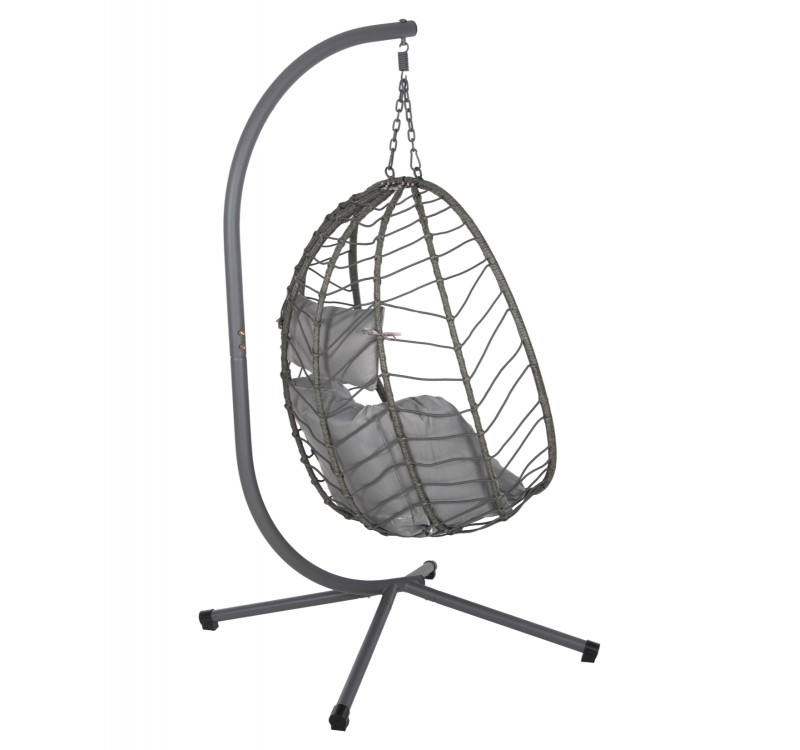 ΚΡΕΜΑΣΤΗ ΠΟΛΥΘΡΟΝΑ ΦΩΛΙΑ MILLIE HM5997.10 ΜΕΤΑΛΛΟ-ΣΥΝΘ.RATTAN ΓΚΡΙ 90x75x190Υεκ.