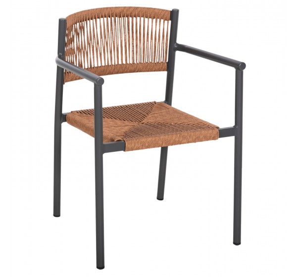 ΠΟΛΥΘΡΟΝΑ ΑΛΟΥΜΙΝΙΟΥ STER HM5786.12 ΑΝΘΡΑΚΙ-ΣΥΝΘ.RATTAN ΜΠΕΖ 55,5x53x78Υεκ.