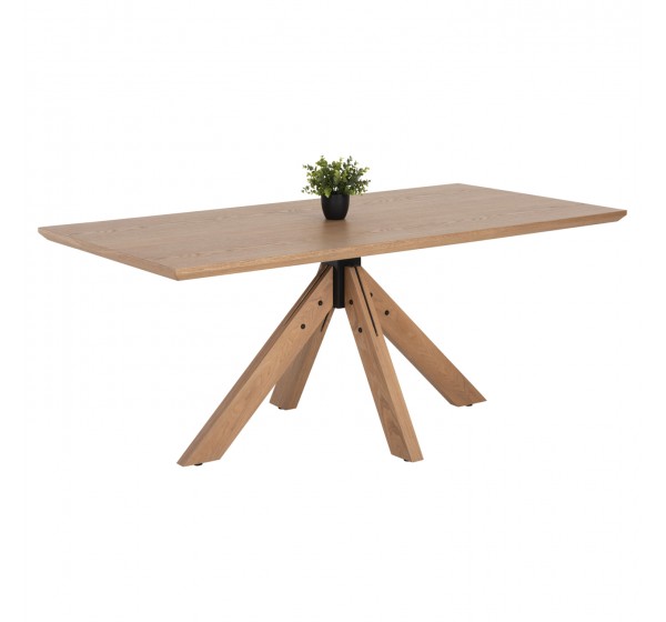 ΤΡΑΠΕΖΙ PAOLO HM9853 MDF ΜΕ ΚΑΠΛΑΜΑ ΦΡΑΞΙΝΟΥ-ΠΟΔΙΑ RUBBERWOOD-ΦΥΣΙΚΟ 180x90x75Yεκ