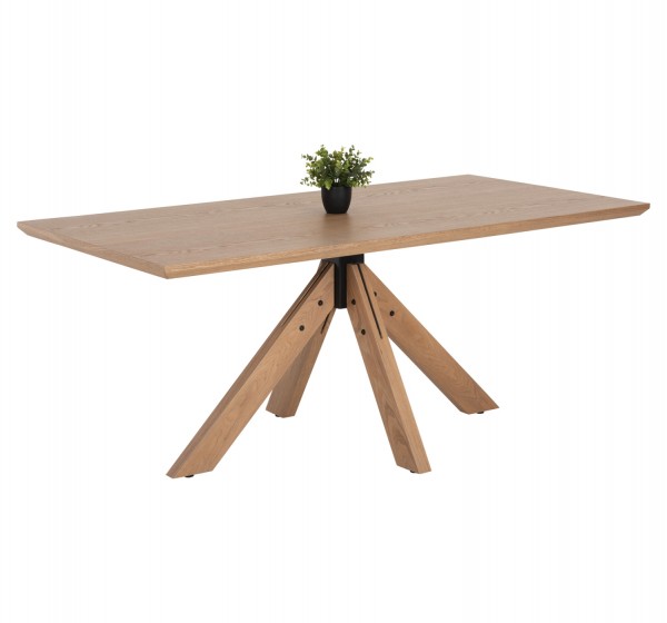 ΤΡΑΠΕΖΙ PAOLO HM9853 MDF ΜΕ ΚΑΠΛΑΜΑ ΦΡΑΞΙΝΟΥ-ΠΟΔΙΑ RUBBERWOOD-ΦΥΣΙΚΟ 180x90x75Yεκ