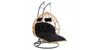 ΔΙΠΛΗ ΚΡΕΜΑΣΤΗ ΦΩΛΙΑ ME ΥΠΟΠΟΔΙΟ GRACIE HM5754.02 ΜΠΕΖ ΣΥΝΘ.RATTAN-ΓΚΡΙ ΜΕΤΑΛ.ΣΚΕΛΕΤΟΣ Φ120x200Υεκ