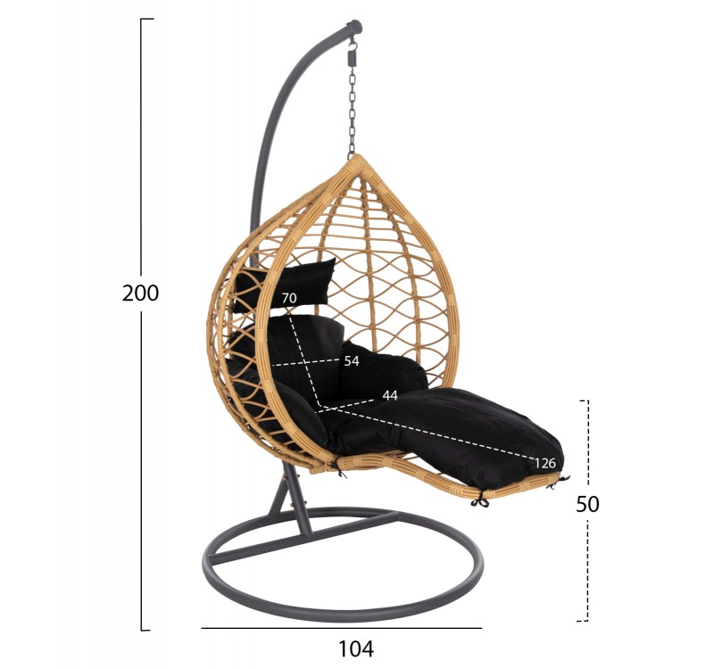 ΜΟΝΗ ΚΡΕΜΑΣΤΗ ΦΩΛΙΑ ME ΥΠΟΠΟΔΙΟ GRACIE HM5755.02 ΜΠΕΖ ΣΥΝΘ.RATTAN-ΓΚΡΙ ΜΕΤΑΛ.ΣΚΕΛΕΤΟΣ Φ104x200Υεκ