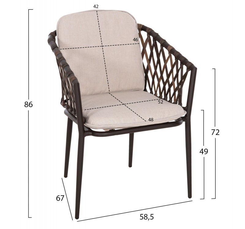 ΠΟΛΥΘΡΟΝΑ ΑΛΟΥΜΙΝΙΟΥ BOLLY HM6080 ΚΑΦΕ-ΣΥΝΘ.RATTAN ΚΑΦΕ-ΜΠΕΖ ΜΑΞΙΛΑΡΙΑ 58,5x67x86Υεκ