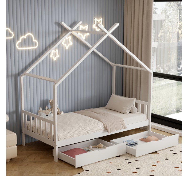 ΚΡΕΒΑΤΙ ΠΑΙΔΙΚΟ KLARICE HM680.03 τ.MONTESSORI-2 ΣΥΡΤΑΡΙΑ-ΞΥΛΟ ΠΕΥΚΟΥ ΛΕΥΚΟ-190x90εκ