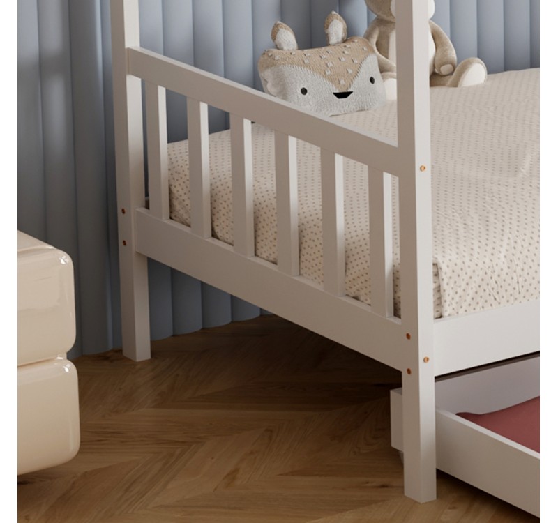 ΚΡΕΒΑΤΙ ΠΑΙΔΙΚΟ KLARICE HM680.03 τ.MONTESSORI-2 ΣΥΡΤΑΡΙΑ-ΞΥΛΟ ΠΕΥΚΟΥ ΛΕΥΚΟ-190x90εκ