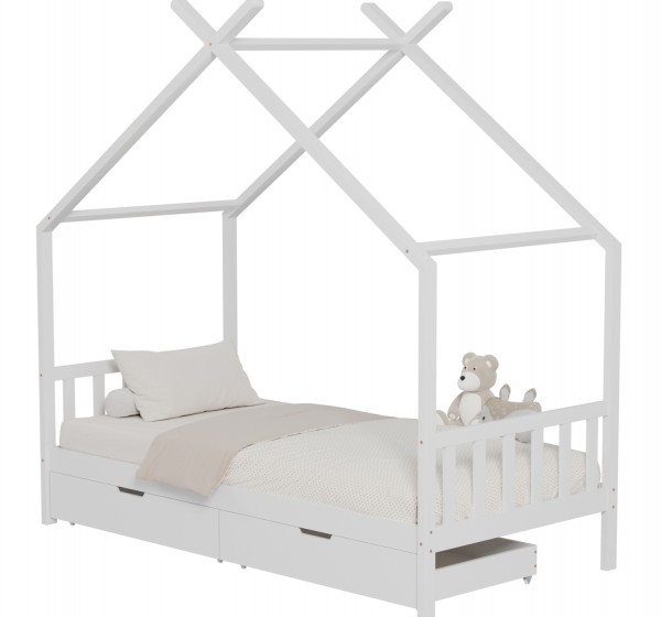 ΚΡΕΒΑΤΙ ΠΑΙΔΙΚΟ KLARICE HM680.03 τ.MONTESSORI-2 ΣΥΡΤΑΡΙΑ-ΞΥΛΟ ΠΕΥΚΟΥ ΛΕΥΚΟ-190x90εκ