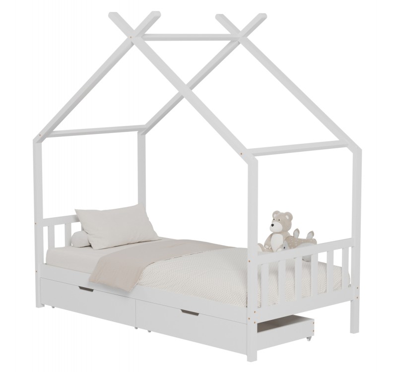 ΚΡΕΒΑΤΙ ΠΑΙΔΙΚΟ KLARICE HM680.03 τ.MONTESSORI-2 ΣΥΡΤΑΡΙΑ-ΞΥΛΟ ΠΕΥΚΟΥ ΛΕΥΚΟ-190x90εκ