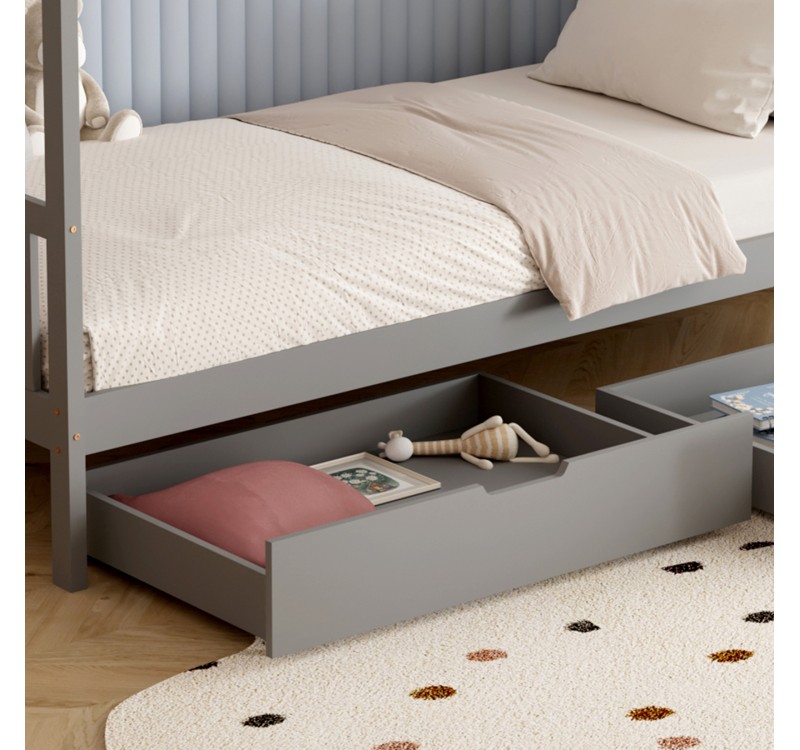 ΚΡΕΒΑΤΙ ΠΑΙΔΙΚΟ KLARICE HM680.05 τ.MONTESSORI-2 ΣΥΡΤΑΡΙΑ- ΞΥΛΟ ΠΕΥΚΟΥ ΓΚΡΙ-190x90εκ