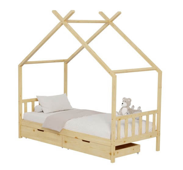 ΚΡΕΒΑΤΙ ΠΑΙΔΙΚΟ KLARICE HM680.01 τ.MONTESSORI-2 ΣΥΡΤΑΡΙΑ-ΞΥΛΟ ΠΕΥΚΟ ΦΥΣΙΚΟ-190x90εκ