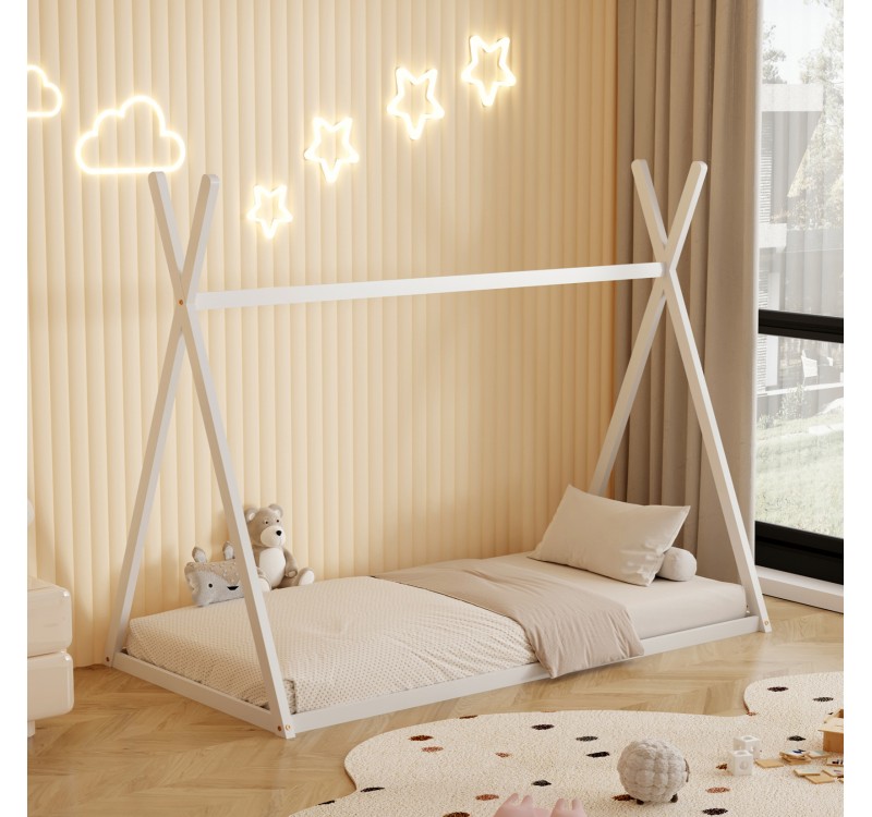 ΚΡΕΒΑΤΙ ΠΑΙΔΙΚΟ MUNK HM681.03 τ.MONTESSORI ΜΑΣΙΦ ΞΥΛΟ ΠΕΥΚΟΥ ΛΕΥΚΟ- 190x90εκ