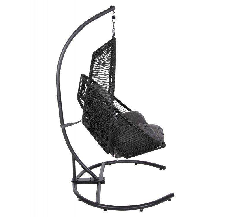 ΚΡΕΜΑΣΤΗ ΦΩΛΙΑ RULER HM6083 ΜΑΥΡΟ ΜΕΤΑΛΛΟ ΚΑΙ ΣΥΝΘ.RATTAN-ΓΚΡΙ ΜΑΞΙΛΑΡΙ 120x110x190Υ