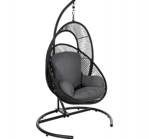 ΚΡΕΜΑΣΤΗ ΦΩΛΙΑ RULER HM6083 ΜΑΥΡΟ ΜΕΤΑΛΛΟ ΚΑΙ ΣΥΝΘ.RATTAN-ΓΚΡΙ ΜΑΞΙΛΑΡΙ 120x110x190Υ