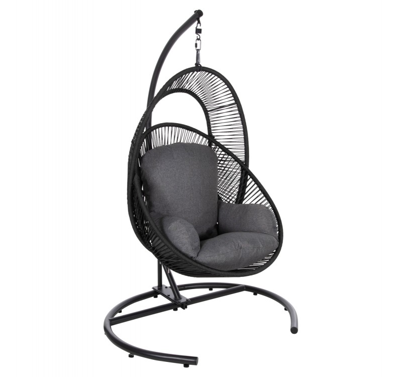 ΚΡΕΜΑΣΤΗ ΦΩΛΙΑ RULER HM6083 ΜΑΥΡΟ ΜΕΤΑΛΛΟ ΚΑΙ ΣΥΝΘ.RATTAN-ΓΚΡΙ ΜΑΞΙΛΑΡΙ 120x110x190Υ