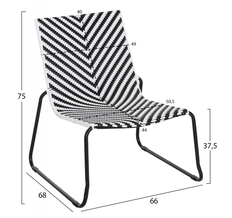 ΜΕΤΑΛΛΙΚΗ ΚΑΡΕΚΛΑ PONY HM6082 ΜΑΥΡΟ & ΑΣΠΡΟ ΣΥΝΘ.RATTAN 66x68x75Υεκ.