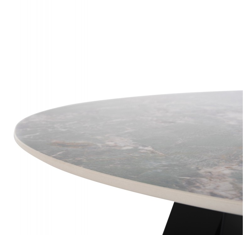 ΤΡΑΠΕΖΙ ΣΤΡΟΓΓΥΛΟ ZOD HM9852.03 ΠΡΑΣΙΝΟ ΜΑΡΜΑΡΟ ΚΕΡΑΜΙΚΟ TOP-ΜΑΥΡΑ ΜΕΤΑΛ.ΠΟΔΙΑ Φ135x74Υεκ