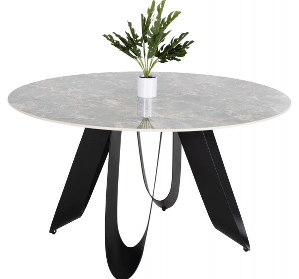 ΤΡΑΠΕΖΙ ΣΤΡΟΓΓΥΛΟ ZOD HM9852.03 ΠΡΑΣΙΝΟ ΜΑΡΜΑΡΟ ΚΕΡΑΜΙΚΟ TOP-ΜΑΥΡΑ ΜΕΤΑΛ.ΠΟΔΙΑ Φ135x74Υεκ