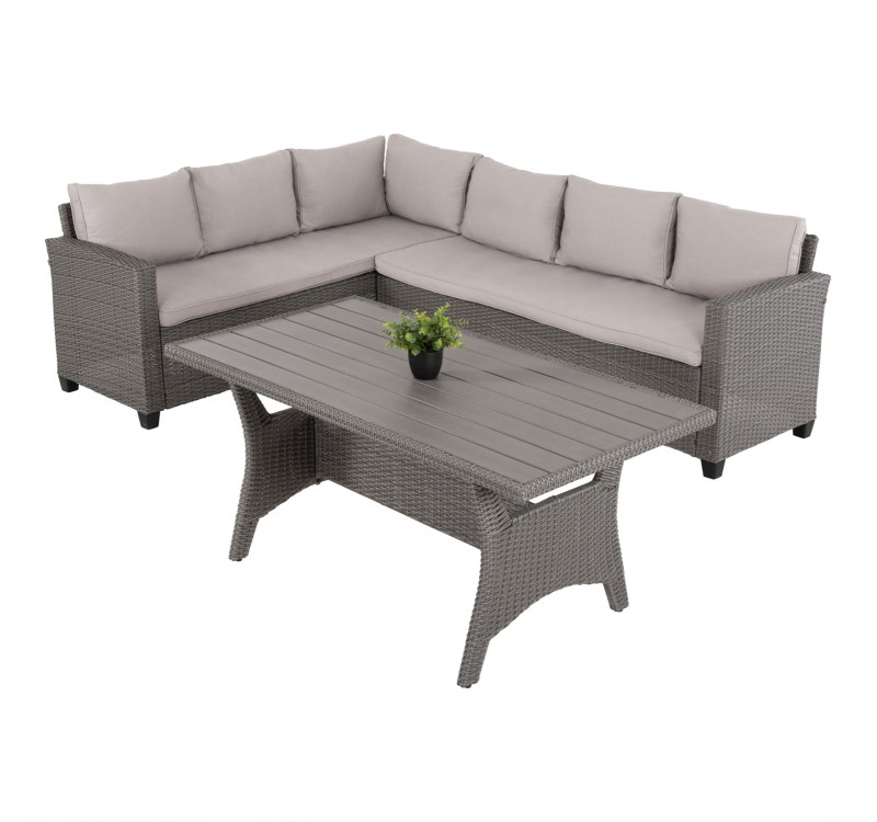 ΣΕΤ ΣΑΛΟΝΙ ΓΩΝΙΑ & ΤΡΑΠΕΖΙ CARSON HM6078.01 ΓΚΡΙ ΣΥΝΘ.RATTAN-ΜΑΞΙΛΑΡΙΑ
