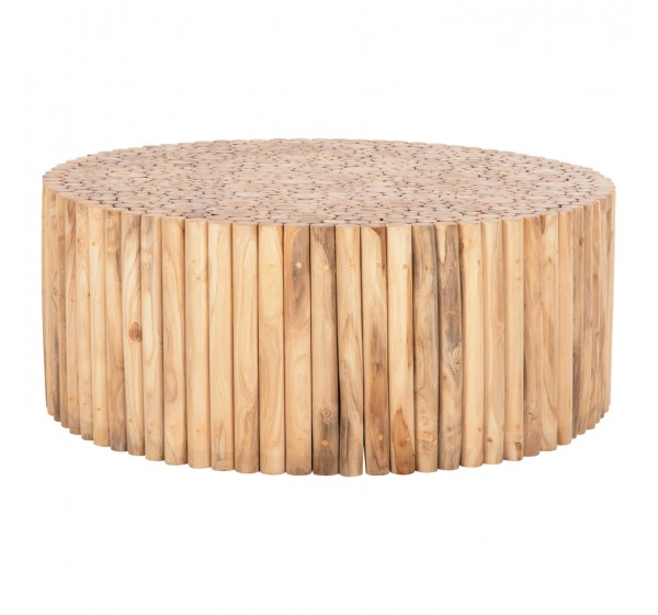 ΤΡΑΠΕΖΙ ΣΑΛΟΝΙΟΥ ΣΤΡΟΓΓΥΛΟ COOTER HM9862 ΚΛΑΔΙΑ TEAK-ΦΥΣΙΚΟ Φ100x40Υεκ.