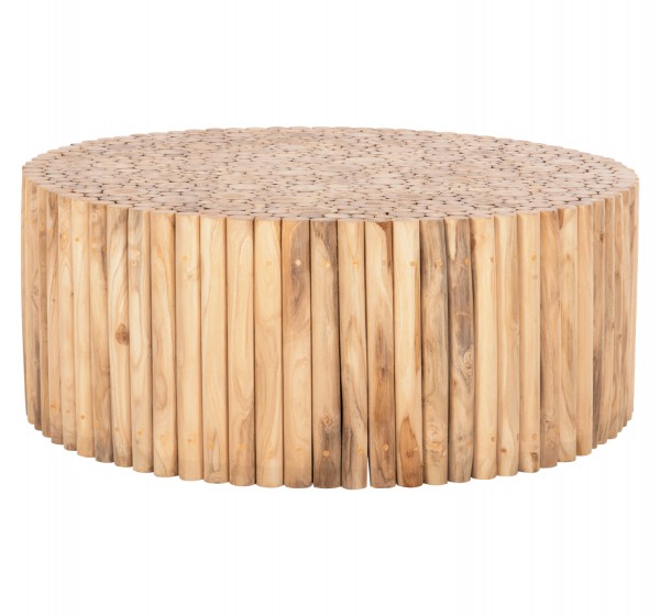 ΤΡΑΠΕΖΙ ΣΑΛΟΝΙΟΥ ΣΤΡΟΓΓΥΛΟ COOTER HM9862 ΚΛΑΔΙΑ TEAK-ΦΥΣΙΚΟ Φ100x40Υεκ.