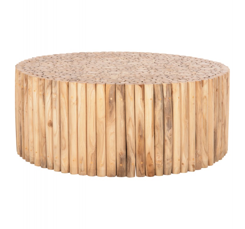 ΤΡΑΠΕΖΙ ΣΑΛΟΝΙΟΥ ΣΤΡΟΓΓΥΛΟ COOTER HM9862 ΚΛΑΔΙΑ TEAK-ΦΥΣΙΚΟ Φ100x40Υεκ.