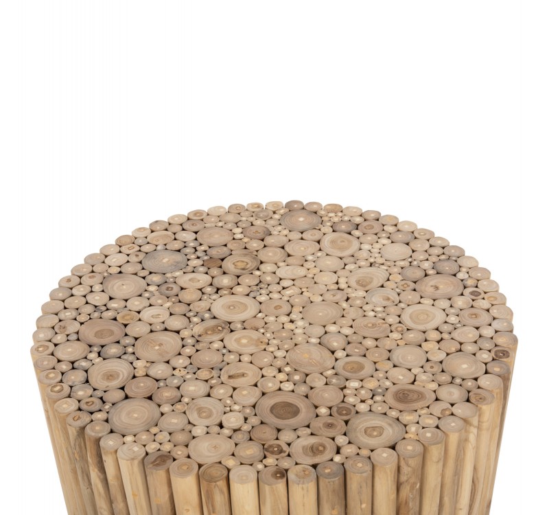 ΤΡΑΠΕΖΙ ΣΑΛΟΝΙΟΥ ΣΤΡΟΓΓΥΛΟ COOTER HM9863 ΚΛΑΔΙΑ TEAK-ΦΥΣΙΚΟ Φ80x50Υεκ.