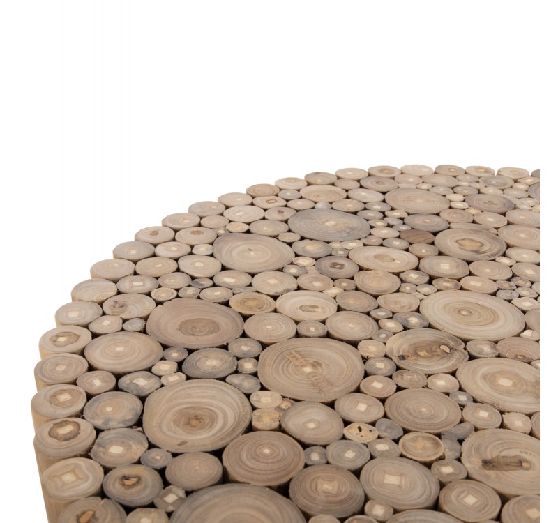 ΤΡΑΠΕΖΙ ΣΑΛΟΝΙΟΥ ΣΤΡΟΓΓΥΛΟ COOTER HM9863 ΚΛΑΔΙΑ TEAK-ΦΥΣΙΚΟ Φ80x50Υεκ.