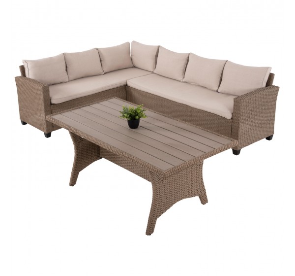 ΣΕΤ ΣΑΛΟΝΙ ΓΩΝΙΑ & ΤΡΑΠΕΖΙ CARSON HM6078.02 ΜΟΚΑ ΣΥΝΘ.RATTAN-ΜΑΞΙΛΑΡΙΑ