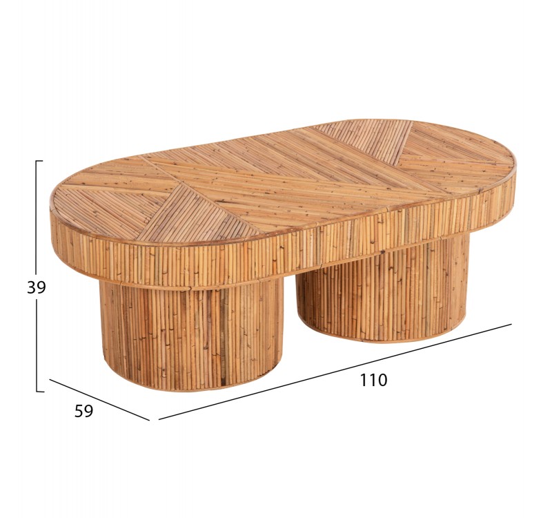 ΤΡΑΠΕΖΙ ΣΑΛΟΝΙΟΥ GATSBY ΟΒΑΛ TOP HM9870 RATTAN ΧΡΩΜΑ ΦΥΣΙΚΟ 110x59x39Υεκ.