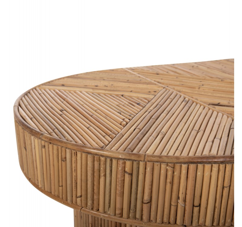 ΤΡΑΠΕΖΙ ΣΑΛΟΝΙΟΥ GATSBY ΟΒΑΛ TOP HM9870 RATTAN ΧΡΩΜΑ ΦΥΣΙΚΟ 110x59x39Υεκ.