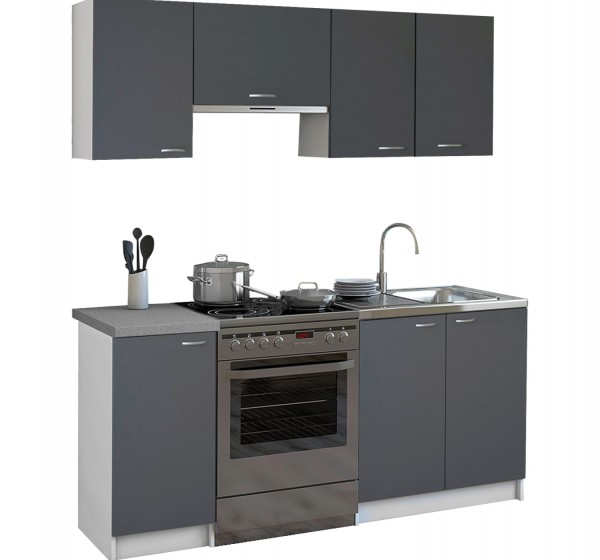 ΣΥΝΘΕΣΗ ΚΟΥΖΙΝΑΣ MAURICE ΜΕΛΑΜΙΝΗ ΓΚΡΙ-ΛΕΥΚΟ HM2441.10 180x29,2-46εκ.