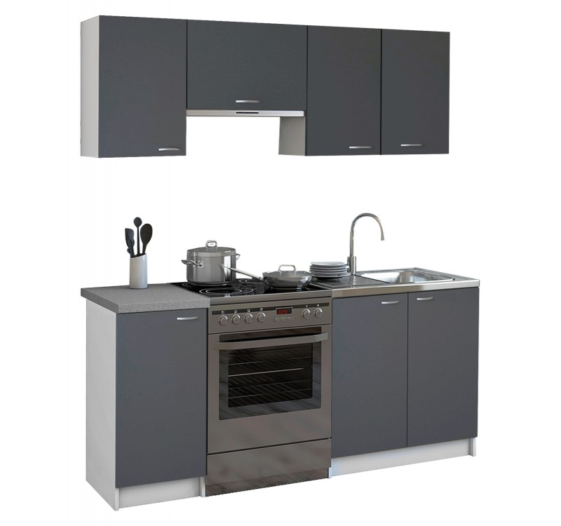 ΣΥΝΘΕΣΗ ΚΟΥΖΙΝΑΣ MAURICE ΜΕΛΑΜΙΝΗ ΓΚΡΙ-ΛΕΥΚΟ HM2441.10 180x29,2-46εκ.