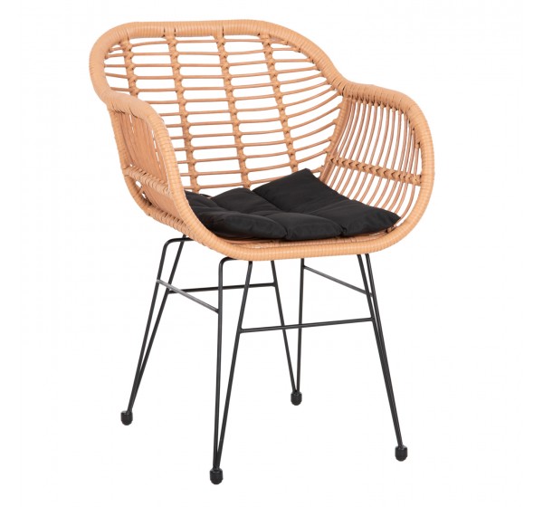 ΠΟΛΥΘΡΟΝΑ ΜΕ ΜΑΞΙΛΑΡΙ ΜΕΤΑΛΛΙΚΗ ALLEGRA HM5450.31 ΜΕ WICKER ΜΠΕΖ 58x59x82Υ