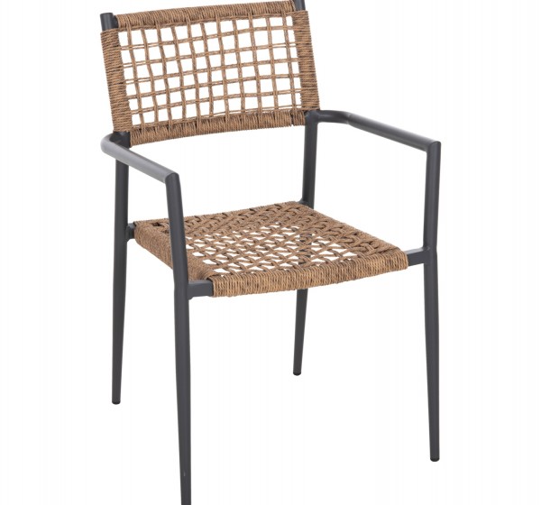 ΠΟΛΥΘΡΟΝΑ TRILAN HM6044.03 ΑΛΟΥΜΙΝΙΟ ΑΝΘΡΑΚΙ ΜΕ ΣΥΝΘΕΤΙΚΟ RATTAN ΦΥΣΙΚΟ 57x59x85Υεκ.