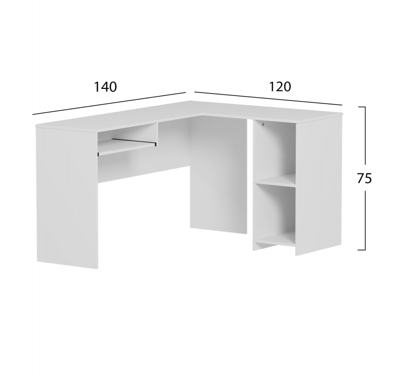 ΓΩΝΙΑΚΟ ΓΡΑΦΕΙΟ SHIG HM2135.03 MDF ΣΕ ΛΕΥΚΟ 140x120x75Υεκ